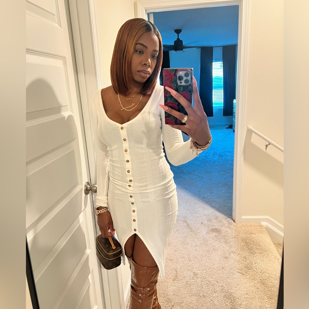 Sweater Ribbed Midi Dress - Picture 3 of 3